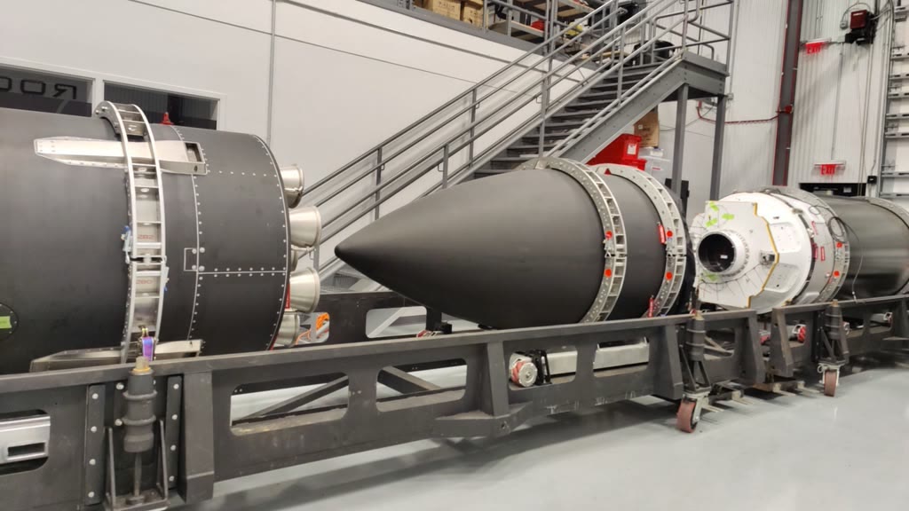 Launch vehicle stages on an integration stand