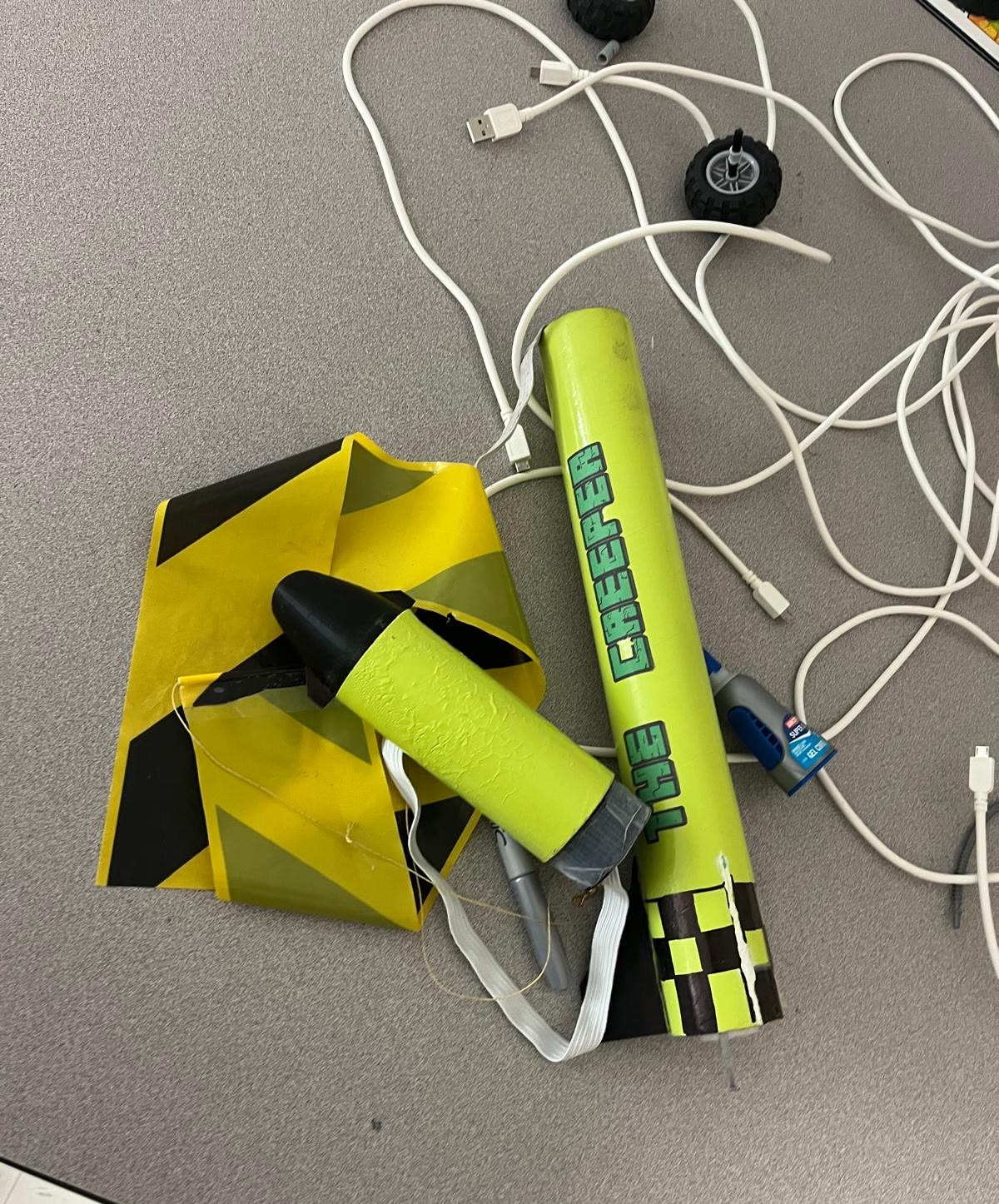 Student rocket with nose cone and recovery streamer
